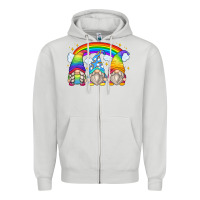 Dove Grey rainbow gnomes Zipper Hoodie - Zillion Design Studio