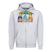 Heather Grey rainbow gnomes Zipper Hoodie - Zillion Design Studio
