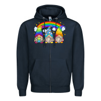 Navy rainbow gnomes Zipper Hoodie - Zillion Design Studio
