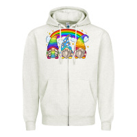 Oatmeal Heather rainbow gnomes Zipper Hoodie - Zillion Design Studio
