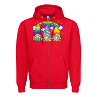Red rainbow gnomes Zipper Hoodie - Zillion Design Studio