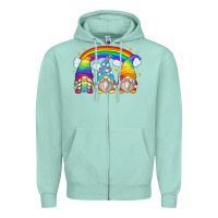 Seafoam rainbow gnomes Zipper Hoodie - Zillion Design Studio