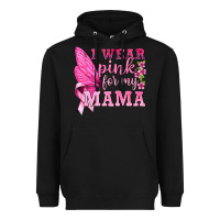 Black I Wear Pink For My Mama with Butterfly Heavyweight Hoodie - texasbilliewilder