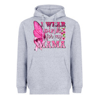 Heather Grey I Wear Pink For My Mama with Butterfly Heavyweight Hoodie - texasbilliewilder