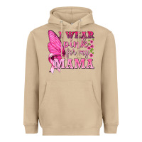 Mushroom I Wear Pink For My Mama with Butterfly Heavyweight Hoodie - texasbilliewilder