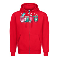 Red dentist coffee cups Zipper Hoodie - texasbilliewilder
