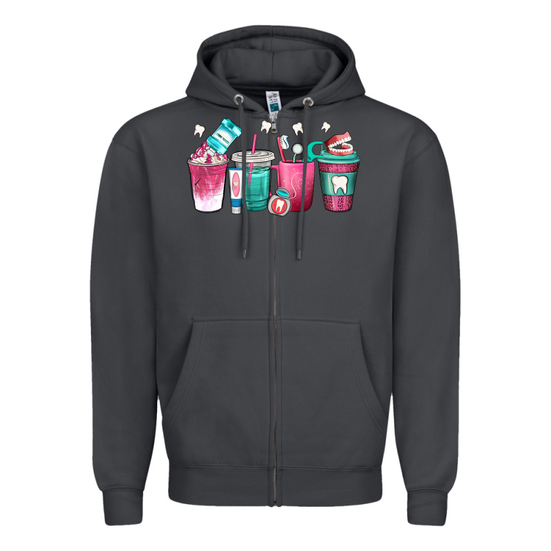 Dentist Coffee Cups Zipper Hoodie by texasbilliewilder | Teevron