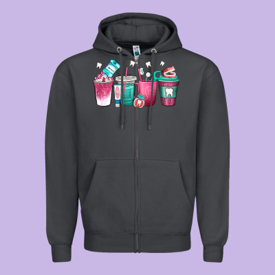 Dentist Coffee Cups Zipper Hoodie Designed By Texasbilliewilder
