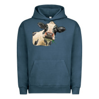 Pigment Midnight Navy holstein heifer face Urban Hoodie - LillyAllenDesigns