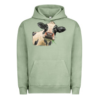 Pigment Oil Green holstein heifer face Urban Hoodie - LillyAllenDesigns