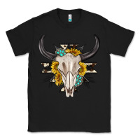 Black cow aztec western bull skull Classic Tee - texasbilliewilder