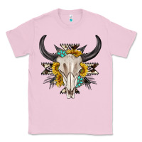 Bubblegum Pink cow aztec western bull skull Classic Tee - texasbilliewilder