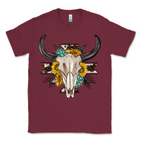 Burgundy cow aztec western bull skull Classic Tee - texasbilliewilder