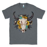 Charcoal Heather cow aztec western bull skull Classic Tee - texasbilliewilder