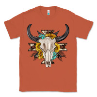 Copper cow aztec western bull skull Classic Tee - texasbilliewilder