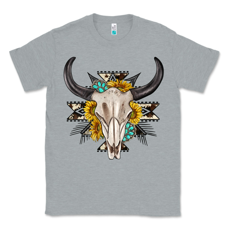 Cow Aztec Western Bull Skull Classic Tee by texasbilliewilder | Teevron