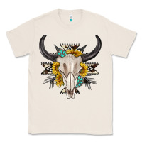 Natural cow aztec western bull skull Classic Tee - texasbilliewilder