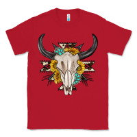 Red cow aztec western bull skull Classic Tee - texasbilliewilder