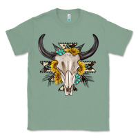 Sage cow aztec western bull skull Classic Tee - texasbilliewilder