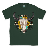 Sports Green cow aztec western bull skull Classic Tee - texasbilliewilder