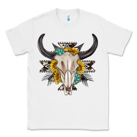 White cow aztec western bull skull Classic Tee - texasbilliewilder