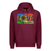 Burgundy sunflower love autism awareness Premium Hoodie - BarkalooDesign