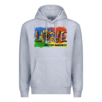 Heather Grey sunflower love autism awareness Premium Hoodie - BarkalooDesign