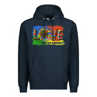 Navy sunflower love autism awareness Premium Hoodie - BarkalooDesign