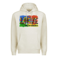 Oatmeal Heather sunflower love autism awareness Premium Hoodie - BarkalooDesign