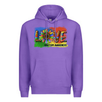 Purple sunflower love autism awareness Premium Hoodie - BarkalooDesign