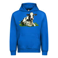 Cobalt holstein cow sitting Urban Hoodie - LillyAllenDesigns
