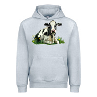 Heather Grey holstein cow sitting Urban Hoodie - LillyAllenDesigns