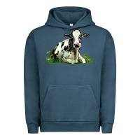 Pigment Midnight Navy holstein cow sitting Urban Hoodie - LillyAllenDesigns