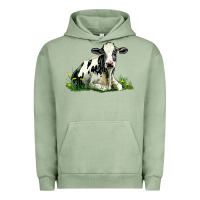 Pigment Oil Green holstein cow sitting Urban Hoodie - LillyAllenDesigns