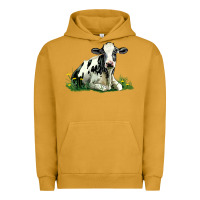 Pigment Peanut Butter holstein cow sitting Urban Hoodie - LillyAllenDesigns