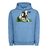 Pigment Pebble Blue holstein cow sitting Urban Hoodie - LillyAllenDesigns