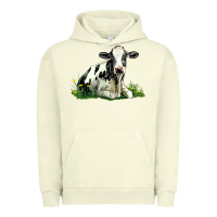 Pigment Pistachio holstein cow sitting Urban Hoodie - LillyAllenDesigns