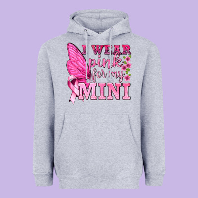 I Wear Pink For My Mini With Butterfly Heavyweight Hoodie Designed By Texasbilliewilder