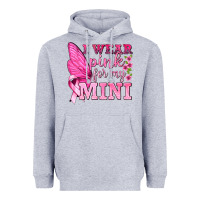 Heather Grey I Wear Pink For My Mini with Butterfly Heavyweight Hoodie - texasbilliewilder