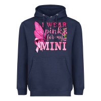 Navy I Wear Pink For My Mini with Butterfly Heavyweight Hoodie - texasbilliewilder