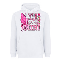 White I Wear Pink For My Mini with Butterfly Heavyweight Hoodie - texasbilliewilder
