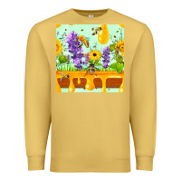 Antique Gold honeydrip bee lavender daisy sunflower seamless pa Premium Sweatshirt - FaDigitalArtStudio
