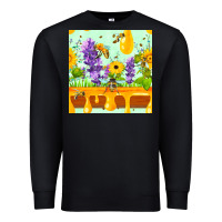 Black honeydrip bee lavender daisy sunflower seamless pa Premium Sweatshirt - FaDigitalArtStudio
