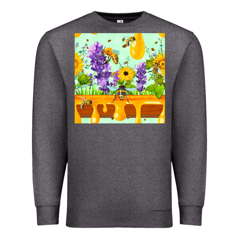 Honeydrip Bee Lavender Daisy Sunflower Seamless Pa Premium Sweatshirt by FaDigitalArtStudio | Teevron