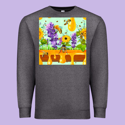 Honeydrip Bee Lavender Daisy Sunflower Seamless Pa Premium Sweatshirt Designed By Fadigitalartstudio