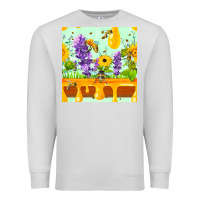 Dove Grey honeydrip bee lavender daisy sunflower seamless pa Premium Sweatshirt - FaDigitalArtStudio