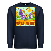 Navy honeydrip bee lavender daisy sunflower seamless pa Premium Sweatshirt - FaDigitalArtStudio