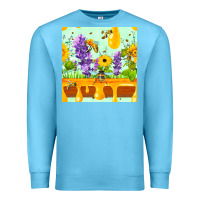 Ocean Blue honeydrip bee lavender daisy sunflower seamless pa Premium Sweatshirt - FaDigitalArtStudio