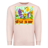 Pale Pink honeydrip bee lavender daisy sunflower seamless pa Premium Sweatshirt - FaDigitalArtStudio