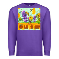 Purple honeydrip bee lavender daisy sunflower seamless pa Premium Sweatshirt - FaDigitalArtStudio
